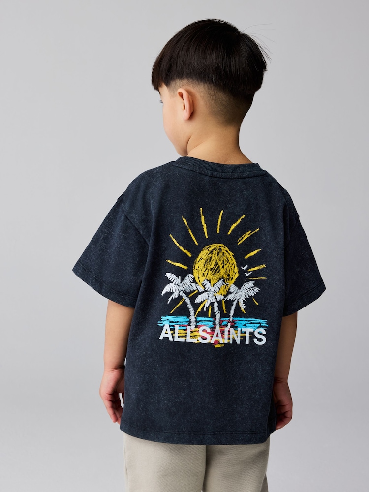 smALLSAINTS Washed Black/Cove Crayon Graphic Oversized Younger Crew Neck T-Shirt - Image 2 of 8 smALLSAINTS Washed Black/Cove Crayon Graphic Oversized Younger Crew Neck T-Shirt - Image 2 of 8
