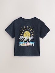 smALLSAINTS Washed Black/Cove Crayon Graphic Oversized Younger Crew Neck T-Shirt - Image 5 of 8