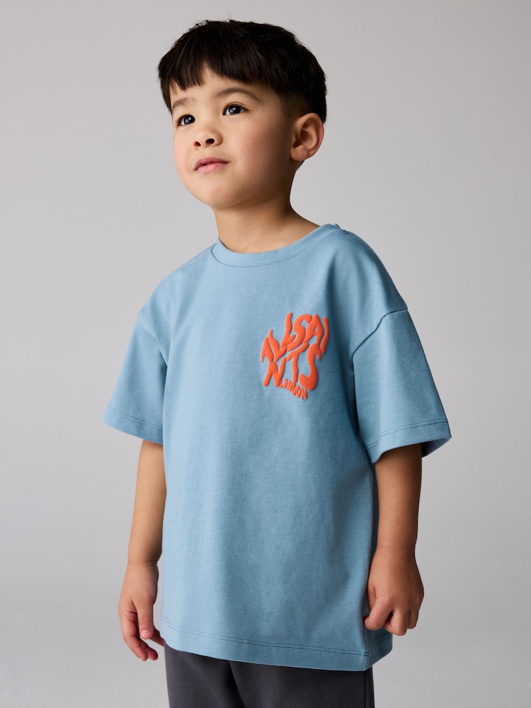 smALLSAINTS Blue Orlando Logo Oversized Crew Neck T-Shirt - Image 1 of 8