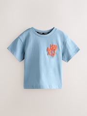 smALLSAINTS Blue Orlando Logo Oversized Crew Neck T-Shirt - Image 4 of 8