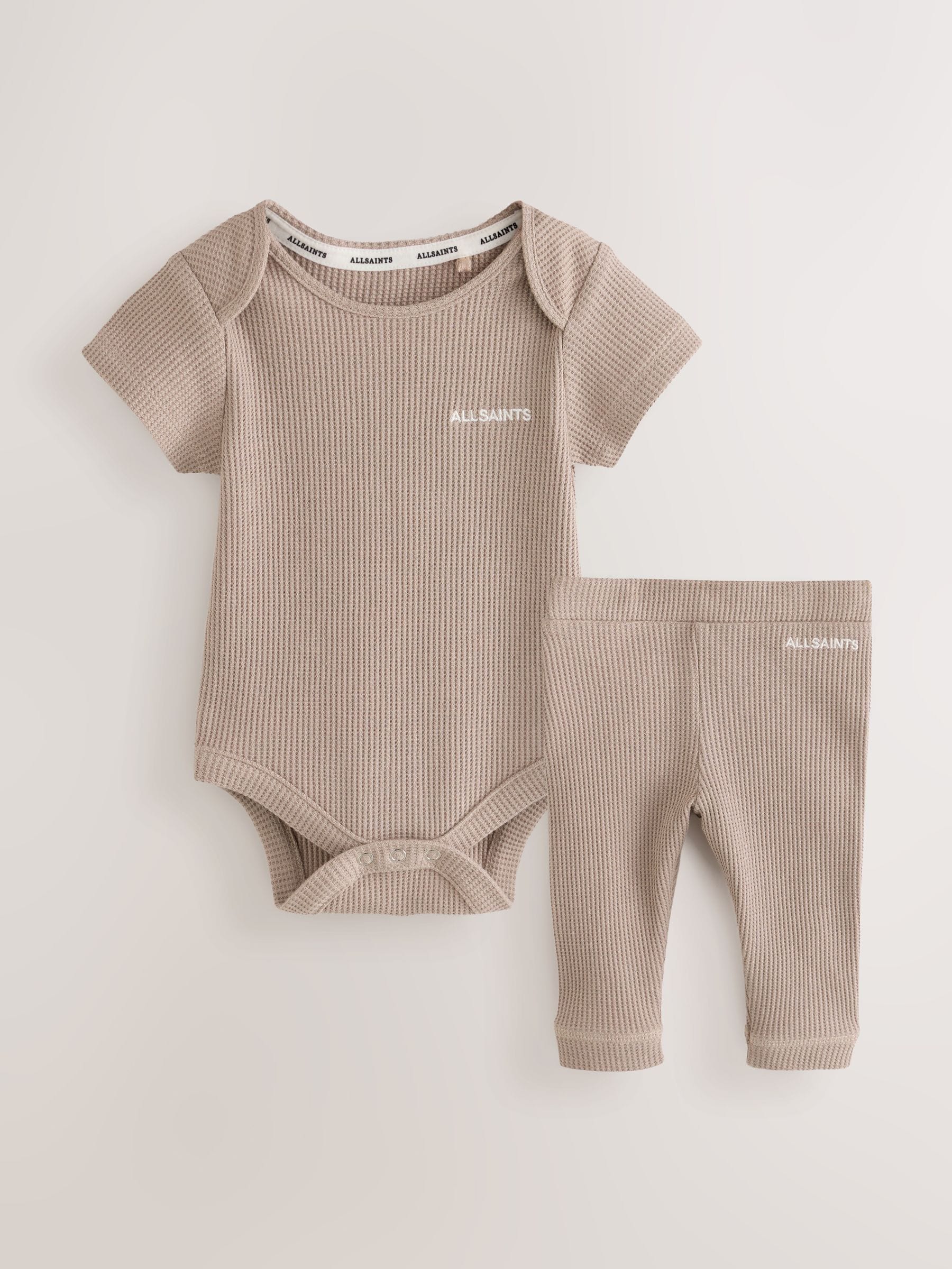 smALLSAINTS Neutral Textured Bodysuit and Trousers Baby Set