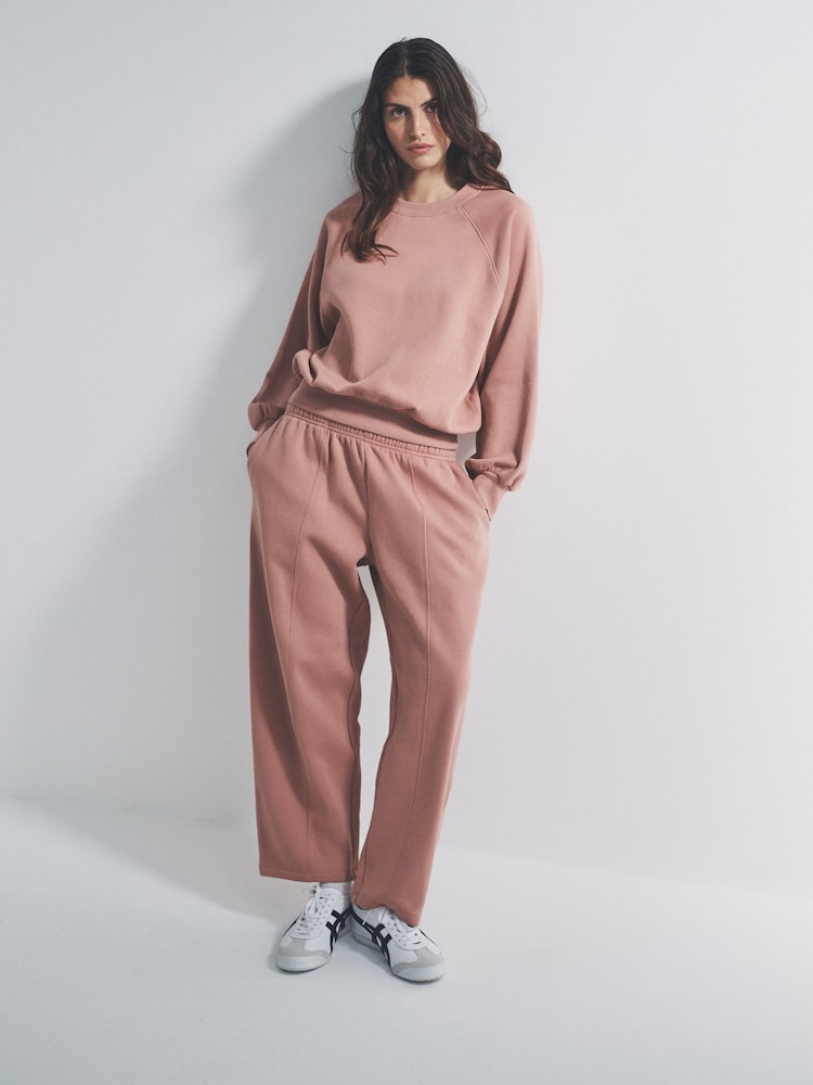 The Set Pink Oversized Raglan Sweatshirt and Barrel Leg Jogger Co-Ord Set - Image 1 of 6