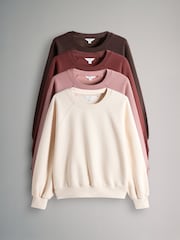 The Set 4 Pack Raglan Sweat Tops Chocolate Brown/Pinks/Cream - Image 1 of 6
