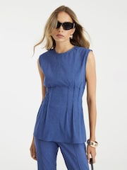 River Island Blue Pintuck Denim Top - Image 2 of 4