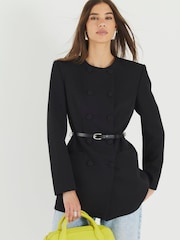 River Island Black 80s Structured Blazer - Image 3 of 4