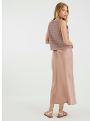 River Island Brown Crochet Waistcoat Hybrid Dress - Image 2 of 6