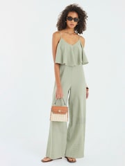 River Island Green Gingham Printed Jumpsuit - Image 1 of 4