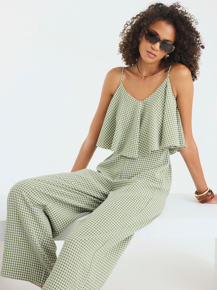 River Island Green Gingham Printed Jumpsuit - Image 4 of 4