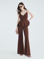 River Island Brown Fit and Flare Trousers - Image 1 of 4