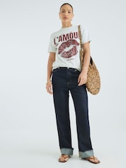 River Island Cream L'amour Embellished Lips T-Shirt - Image 4 of 4