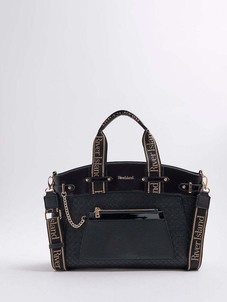Buy River Island Black Panelled Monogram Handbag from Next USA