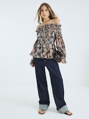 River Island Raw Edge Bardot Top - Imagen 1 de 4