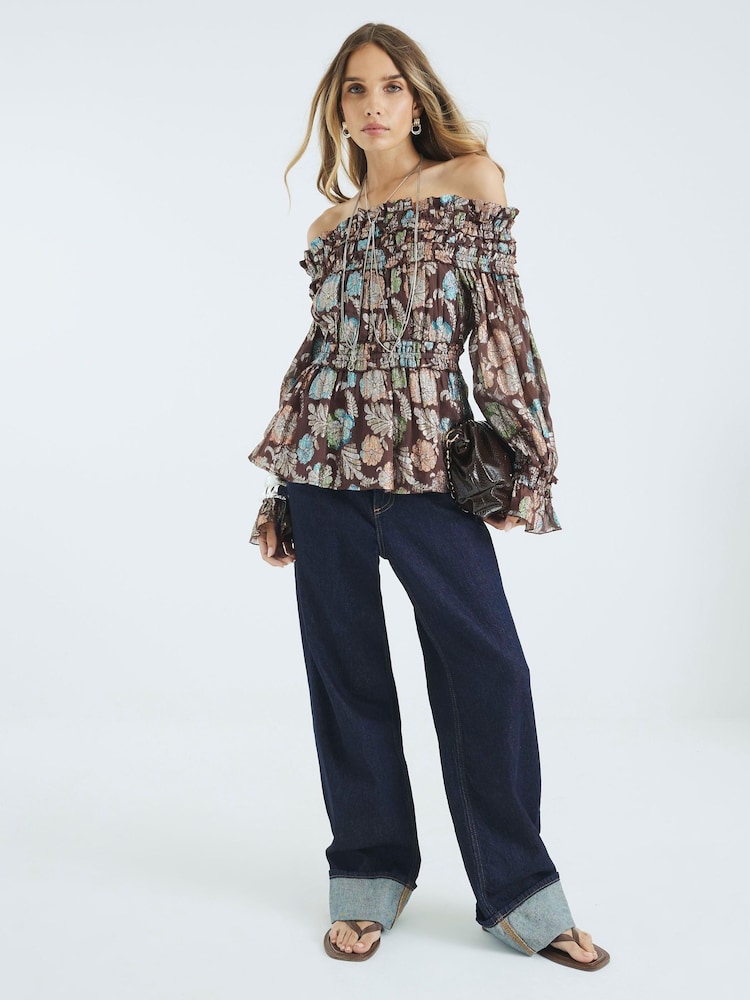 River Island Raw Edge Bardot Top - Imagen 1 de 4
