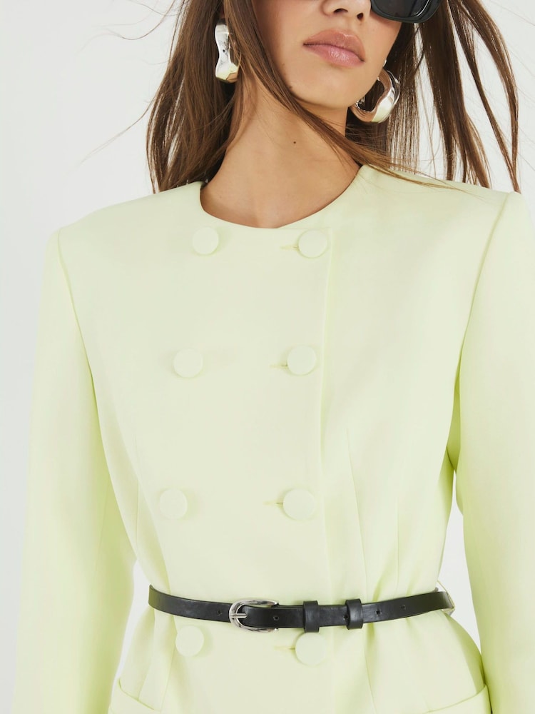 River Island Green Lime 80s Structured Blazer - Image 4 of 4