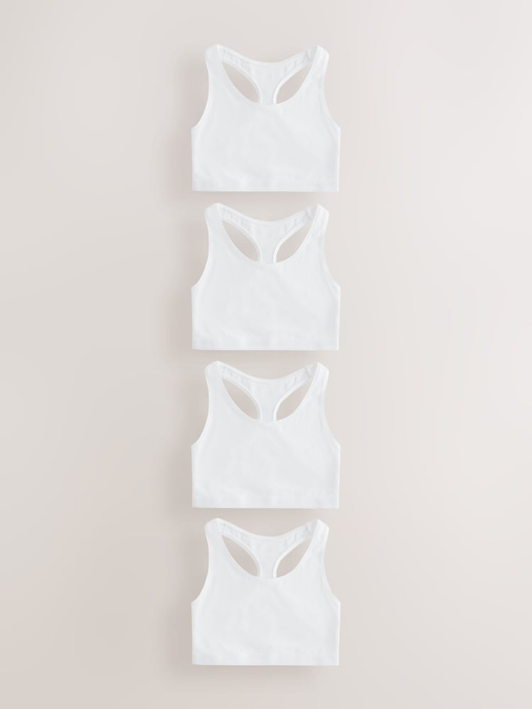 White Ultimate Comfort Cotton Logo Crop Bras 4 Pack - Image 1 of 8