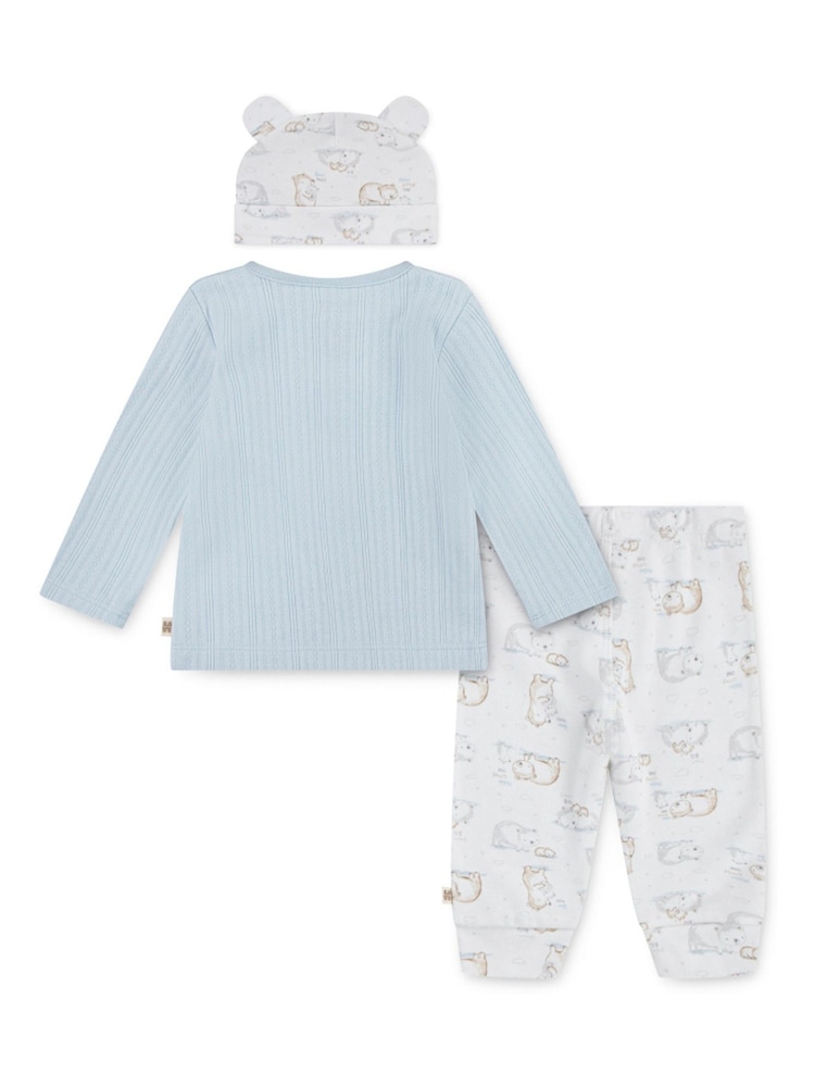 Huggies Blue Cardigan Leggings and Bear Hat Set 3 Piece - Image 2 of 3