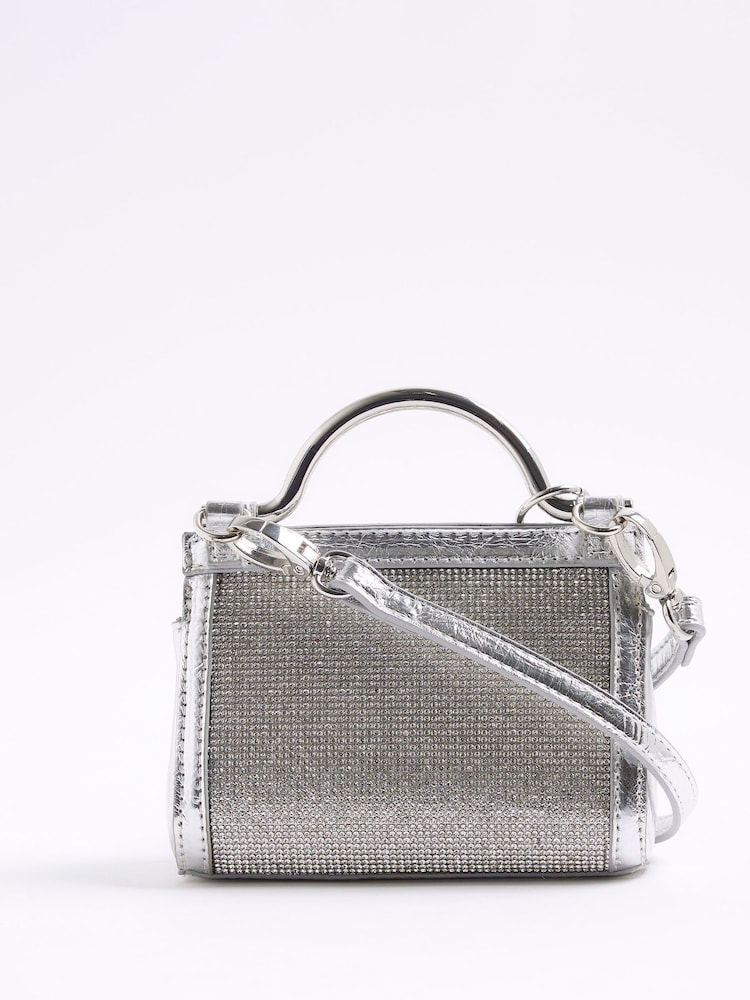 River Island Silver Mini Heatseal Grab Bag - Image 2 of 5 River Island Silver Mini Heatseal Grab Bag - Image 2 of 5