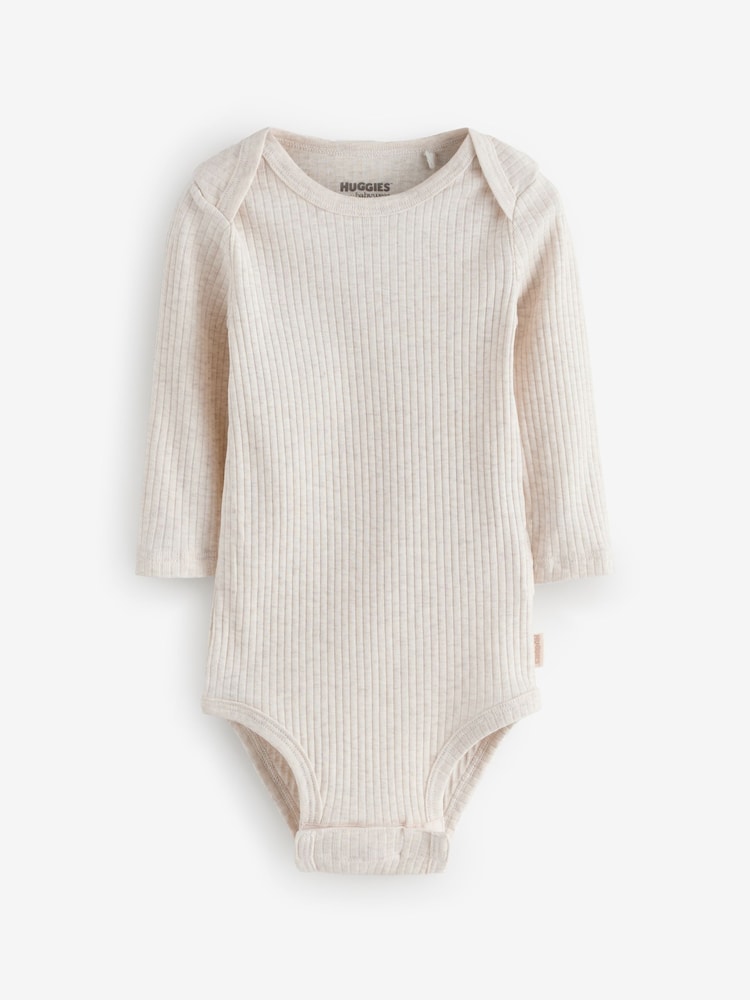 Huggies Baby Long Sleeve Envolope Neck Bodysuits 3 Pack - Image 2 of 4