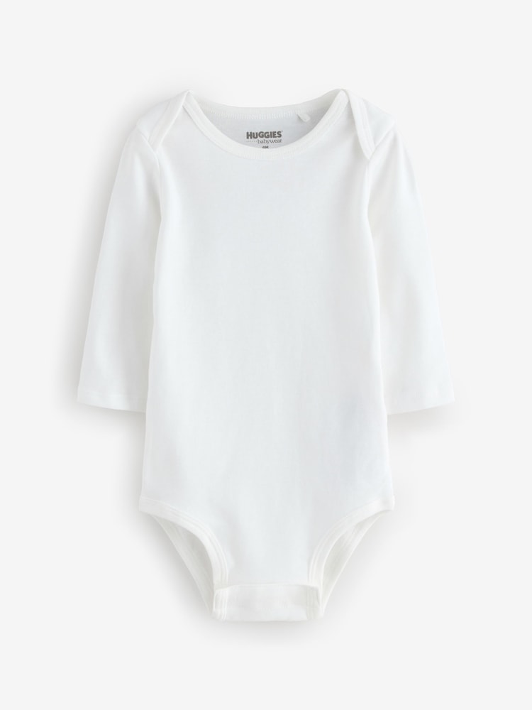 Huggies Baby Long Sleeve Envolope Neck Bodysuits 3 Pack - Image 4 of 4