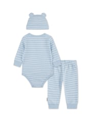 Huggies Blue Bodysuit Leggings and Hat Set 3 Piece - Image 3 of 4