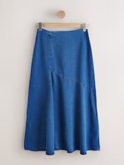 Mid Blue Denim Lightweight Seamed Denim Slip Skirt - Image 5 of 7
