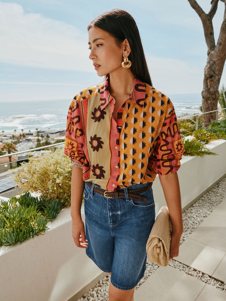 深蓝色 - Bermuda Denim Shorts - 9的图像1｝