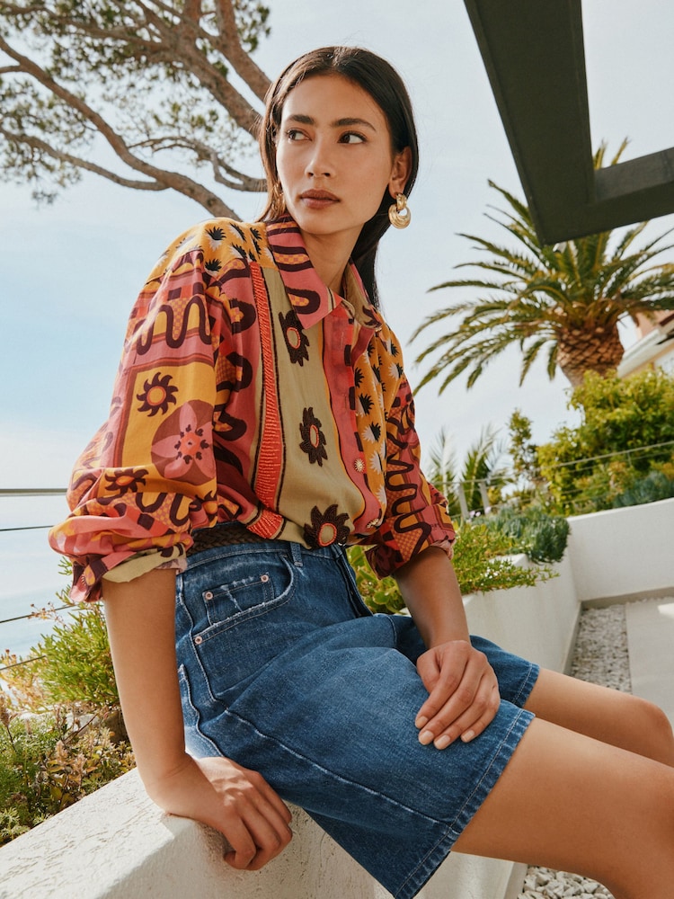 深蓝色 - Bermuda Denim Shorts - 9的图像2｝