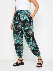Yours Curve Black Full Length Cuffed Harem Trousers - Image 1 of 5