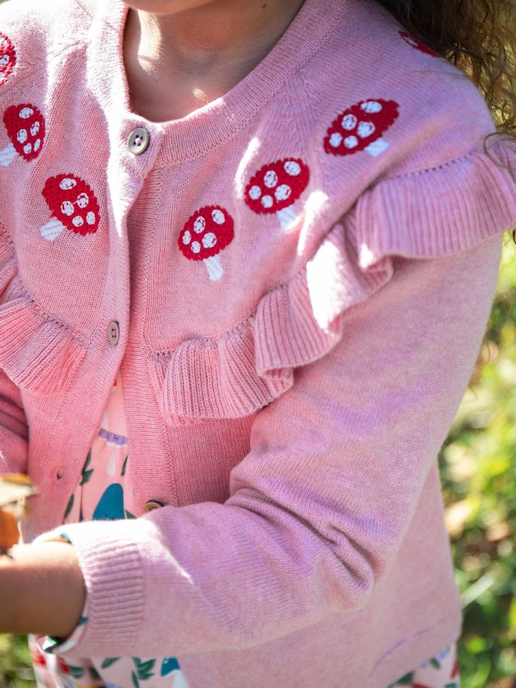 Frugi Pink Romi Ruffle Cardigan - Image 2 of 5