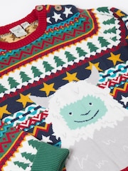 Frugi Blue Christmas Forest Fairisle Jumper - Imagen 2 de 3