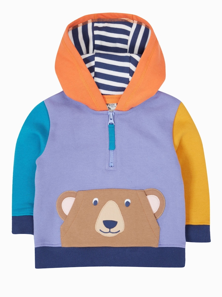 Frugi Blue Hadley Half Zip Hoodie - Image 1 of 3