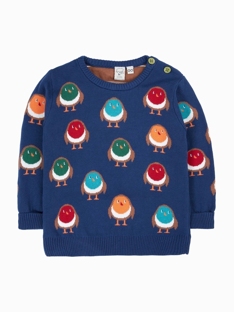 Frugi Blue Jolly Christmas Knitted Jumper - Image 1 of 3