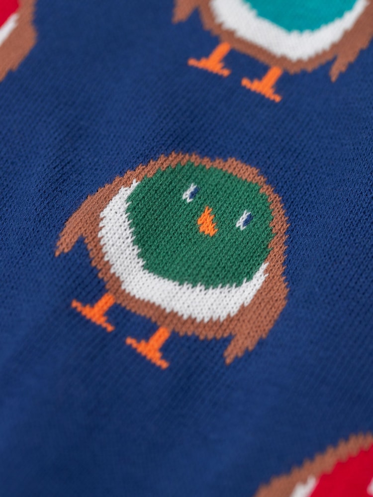 Frugi Blue Jolly Christmas Knitted Jumper - Image 2 of 3