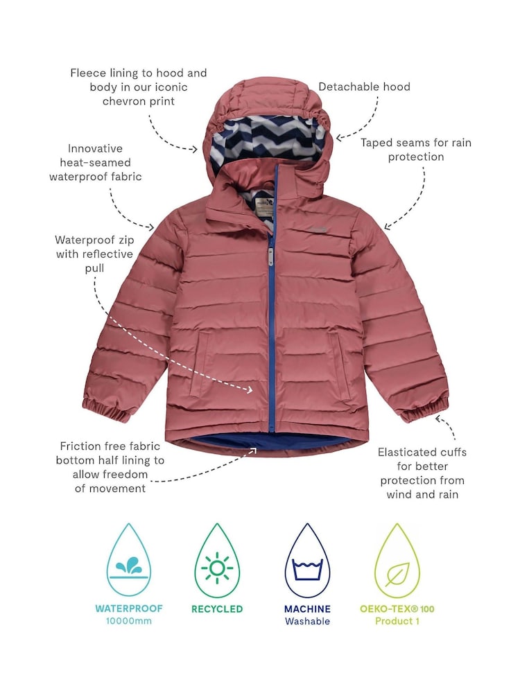 Muddy Puddles Pink Waterproof Puffer Jacket - Image 8 of 8 Muddy Puddles Pink Waterproof Puffer Jacket - Image 8 of 8