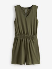 Green Sleeveless V-Neck Playsuit - Image 1 of 1