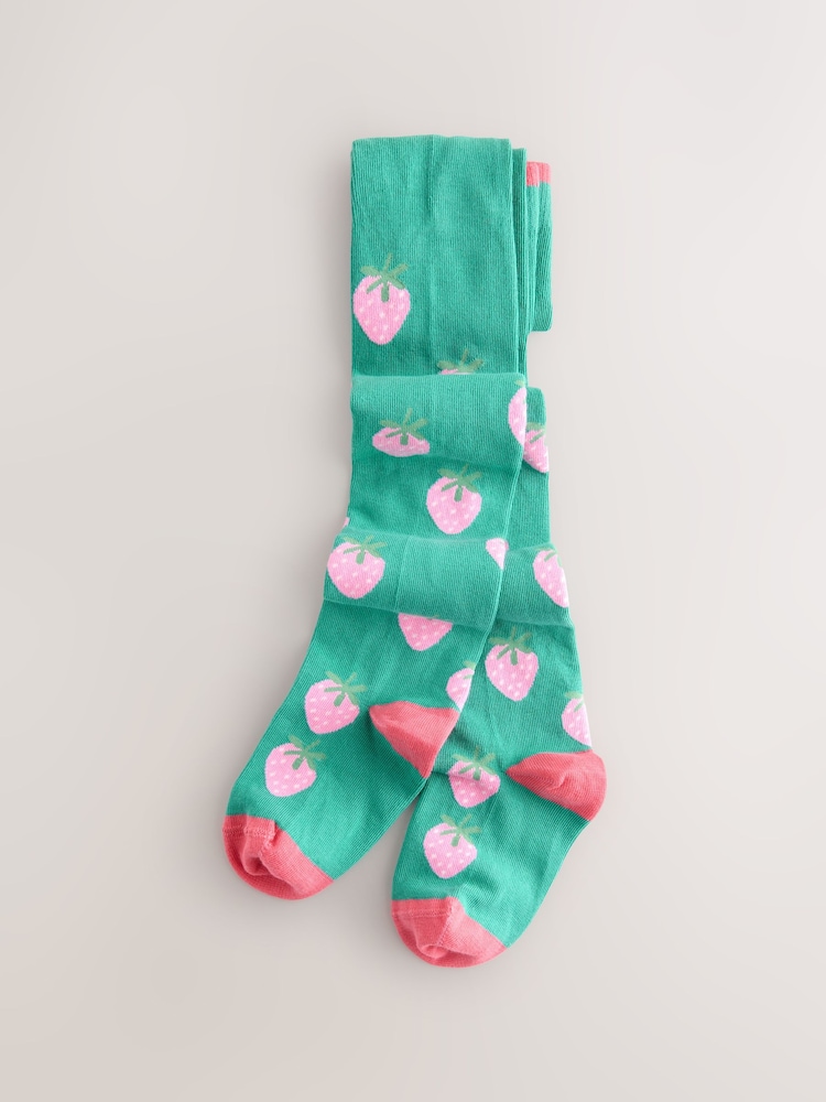أخضر - Cotton Rich Strawberry Tights - صورة 1 من 3 أخضر - Cotton Rich Strawberry Tights - صورة 1 من 3