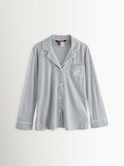 Lauren Ralph Lauren Grey Cotton Modal Long Sleeve Notch Collar Pyjamas Set - Image 2 of 3