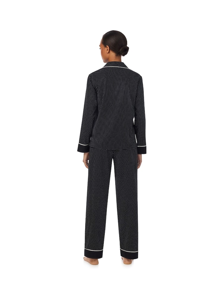 Lauren Ralph Lauren Black Cotton Lawn Long Sleeve Notch Collar Pajamas Set - Image 2 of 3