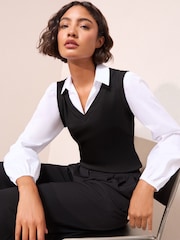 Friends Like These Black 2 in 1 Poplin Collar Jersey Vest - Image 1 of 5