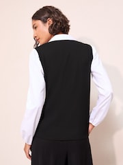 Friends Like These Black 2 in 1 Poplin Collar Jersey Vest - Image 5 of 5