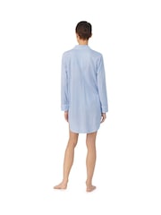 Lauren Ralph Lauren Blue Jersey Long Sleeve Notch Collar Sleepshirt - Image 2 of 3