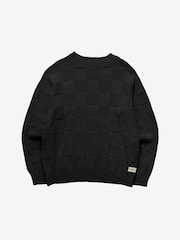 Service Works Black Check Knit Crewneck Jumper - Image 1 of 1