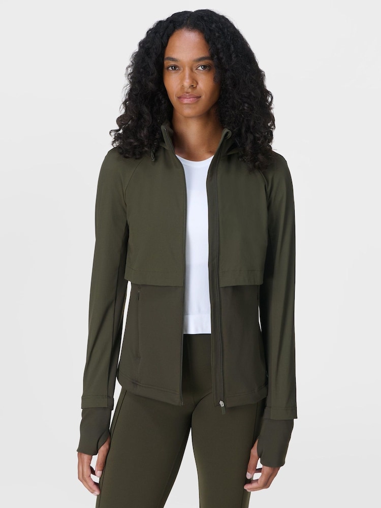 Sweaty Betty Green Pro Run Water Resistant Run Jacket - Image 1 of 8