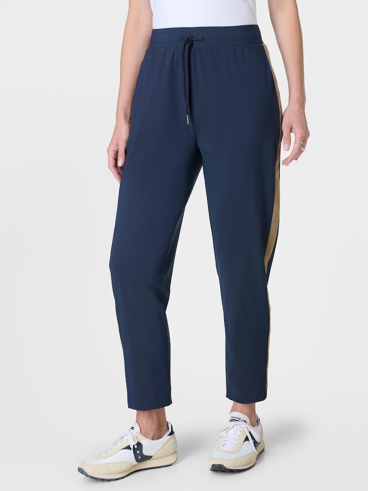 Sweaty Betty Blue 25 inch inside seam Explorer Side Stripe 25 Inch Trousers - Image 1 of 7