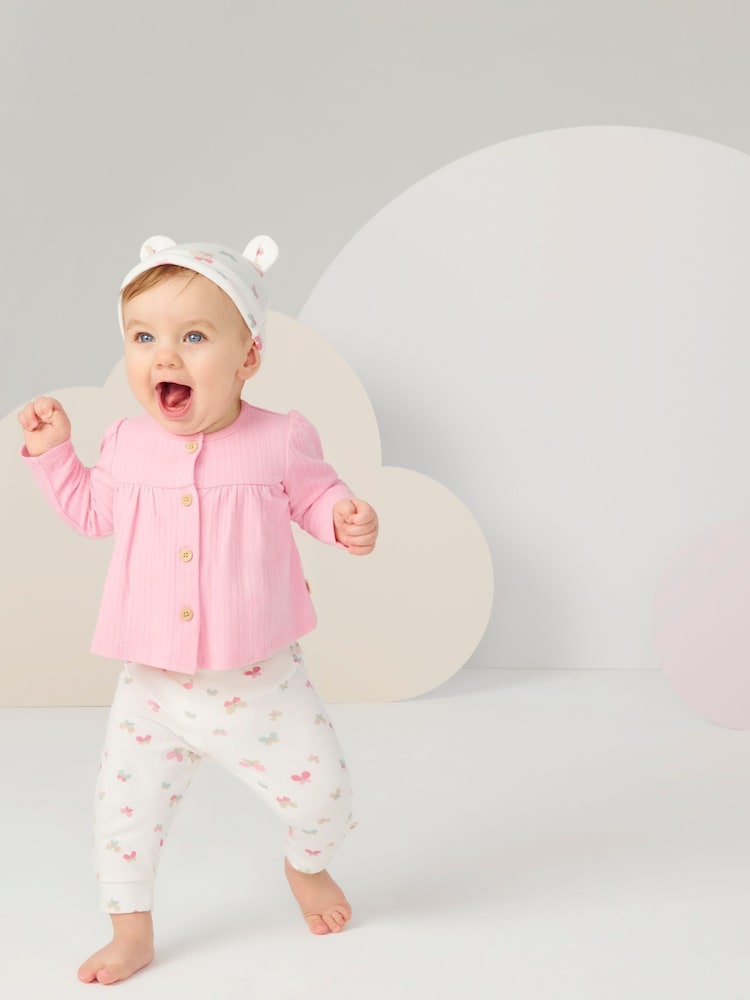 Huggies Pink Top Leggings & Hat Set 3 Piece - Image 2 of 7