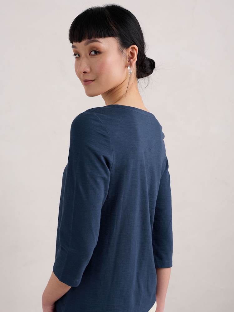 Seasalt Cornwall Blue Carlyon Top Cotton Jersey - Image 2 of 5