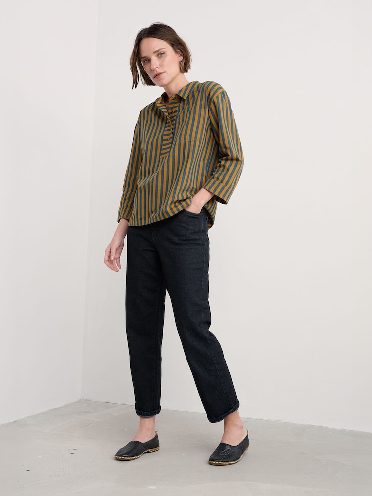 Seasalt Cornwall Brown Oak Leaf Denim Shirt - Image 2 of 5