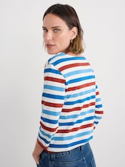 Seasalt Cornwall Blue Sailor 3/4 Sleeve Top in Cotton Jersey - Image 2 of 5