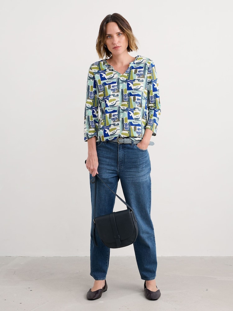 Seasalt Cornwall Green 3/4 Kellow Top - Image 1 of 5