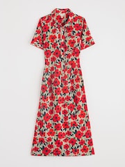 Seasalt Cornwall Red Petite Birch Glade Cotton Midi Shirt Dress - Image 5 of 5